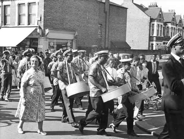 Steel pans band in south London in fifties